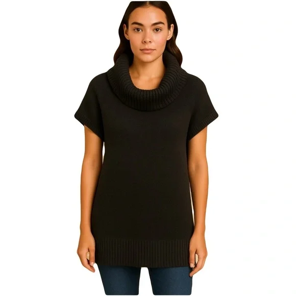 Vince sweater Alpaca Wool Cashmere Cowl Neck Short Sleeve L black - Picture 10 of 10